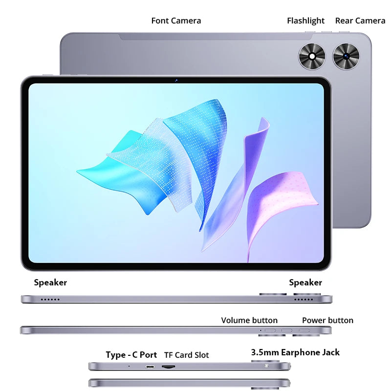 SVITOO Tablet Android 16 2026 12 Inch 2K Display Unisoc T615 30GB RAM 128GB ROM 8800mAh Battery WiFi 5 BT 5.0 GPS Widevine L1