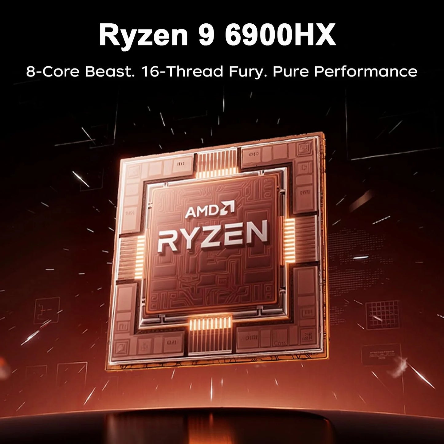 Gaming Laptop 16inch AMD Ryzen 9 6900HX 16GB LPDDR5 512GB M.2 NVMe PCIe3.0 SSD Radeon 680M Win11PRO WiFi6 Backlit KB Book