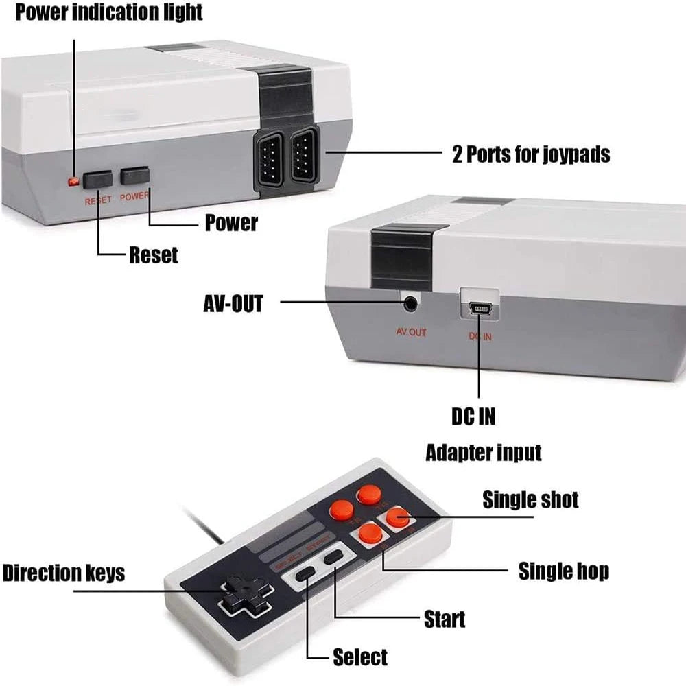 Retro Game Console, AV Classic Video Game System, Built-in 620 Games Dual-Player Mode Console with 2 Controllers, Holiday Gift