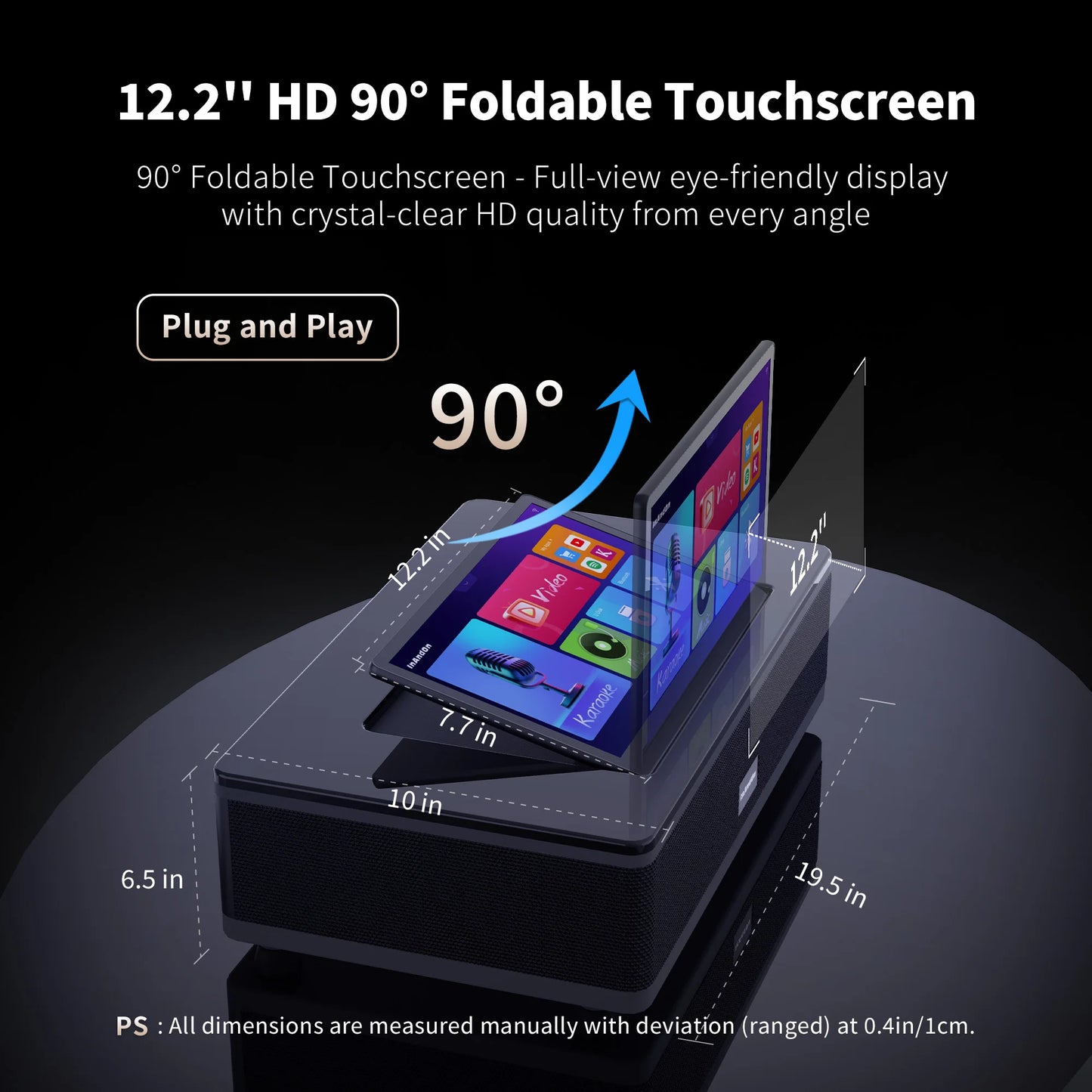 InAndOn M6 Karaoke Machine 12.2" Touch Screen 800W Speaker 2 Wireless Mics YouTube Cloud Library Bluetooth WiFi Home KTV System