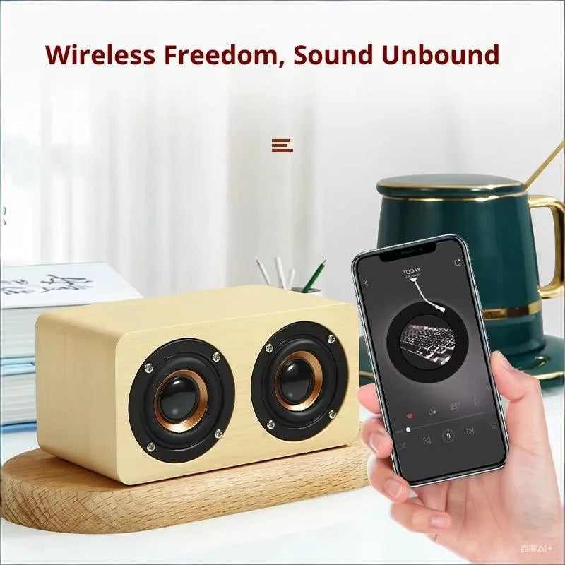 Retro Wooden Wireless Speaker Retro Subwoofer Mobile Phone Portable Mini Wood Grain Small Audio Gift RGB LED Built-in Mic