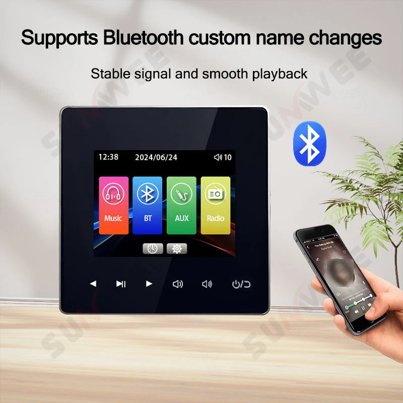 Home theater Background music system audio in wall power amplifier bluetooths player sound TF AUX control panel ceiling speakers