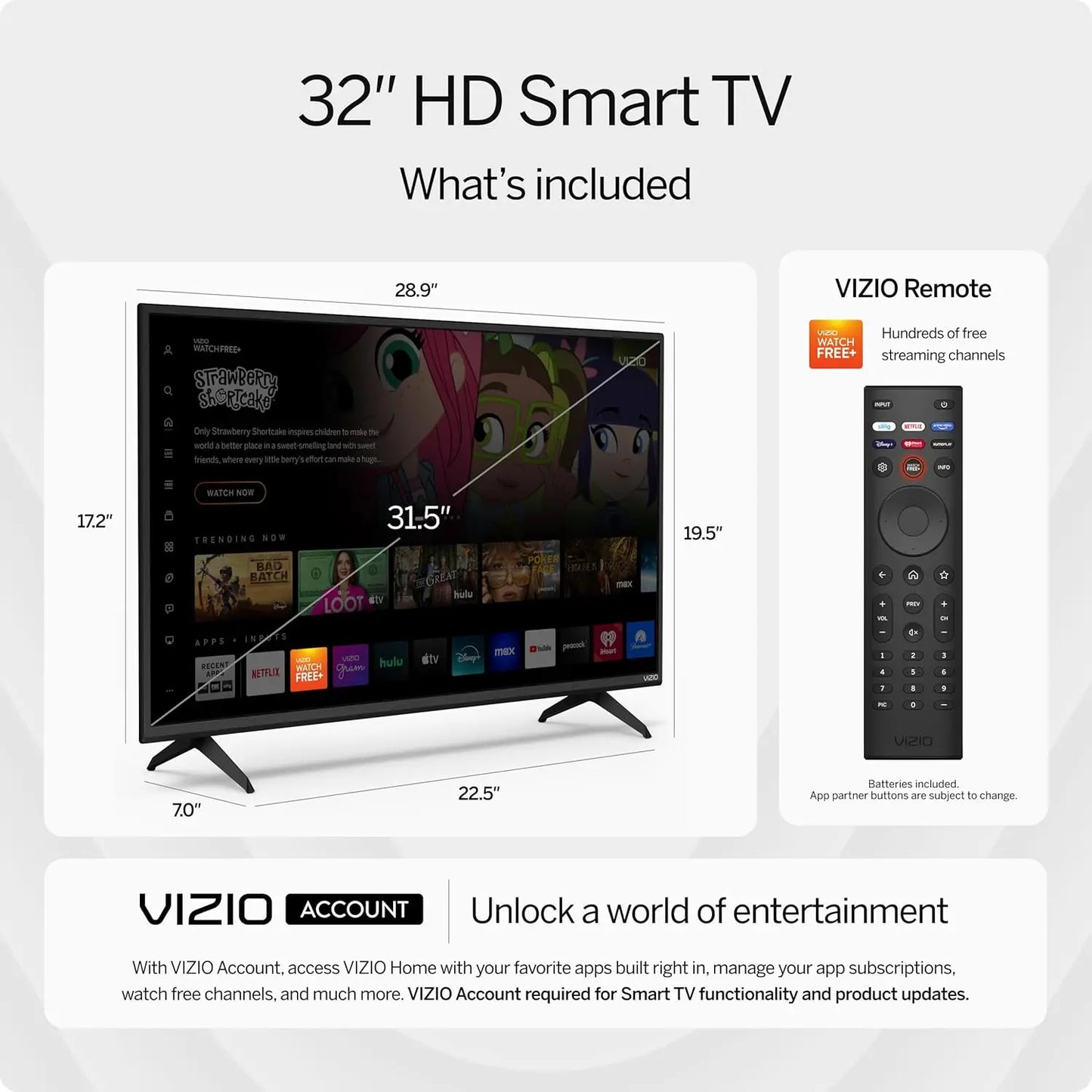 32-inch HD 720p Smart TV with AirPlay, Chromecast, Alexa Support, 2022 Model