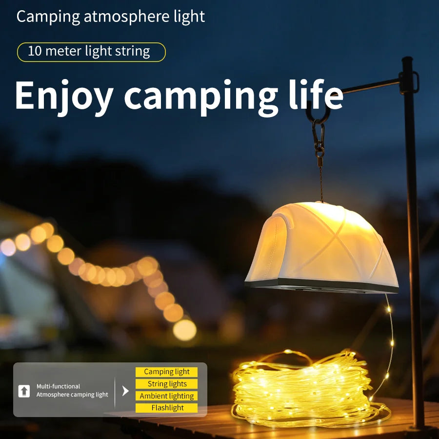 USB Charging LED Outdoor Camping Light 10M Colorful Tape Measure Light Portable Camping Tent Atmosphere Light Outdoor gadgets
