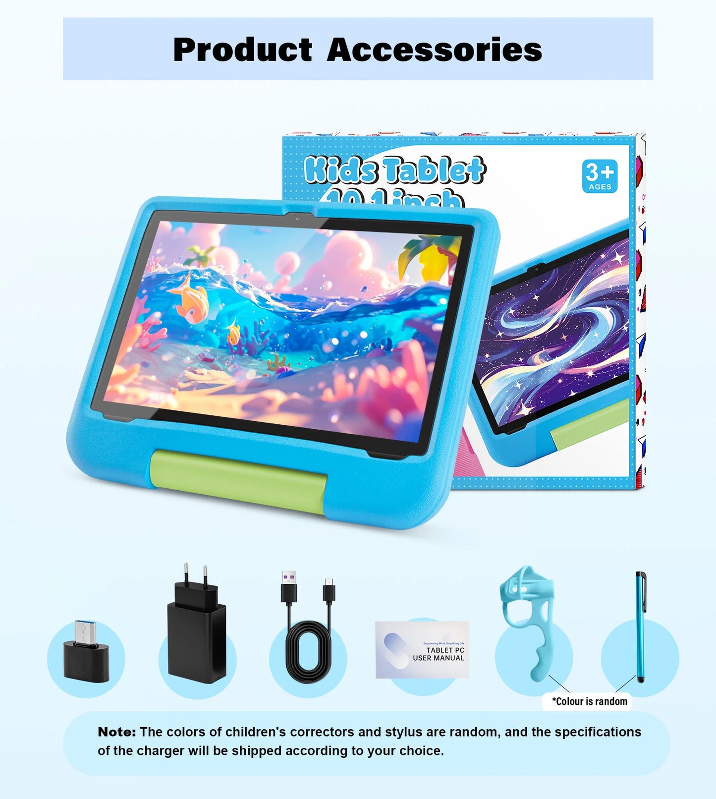 10.1inch 2025 Android Kids Tablet with 8GB RAM + 64GB ROM, Dual Camera, 1280x800 IPS Display, 5000mAh Battery, Dual-Band WiFi 6