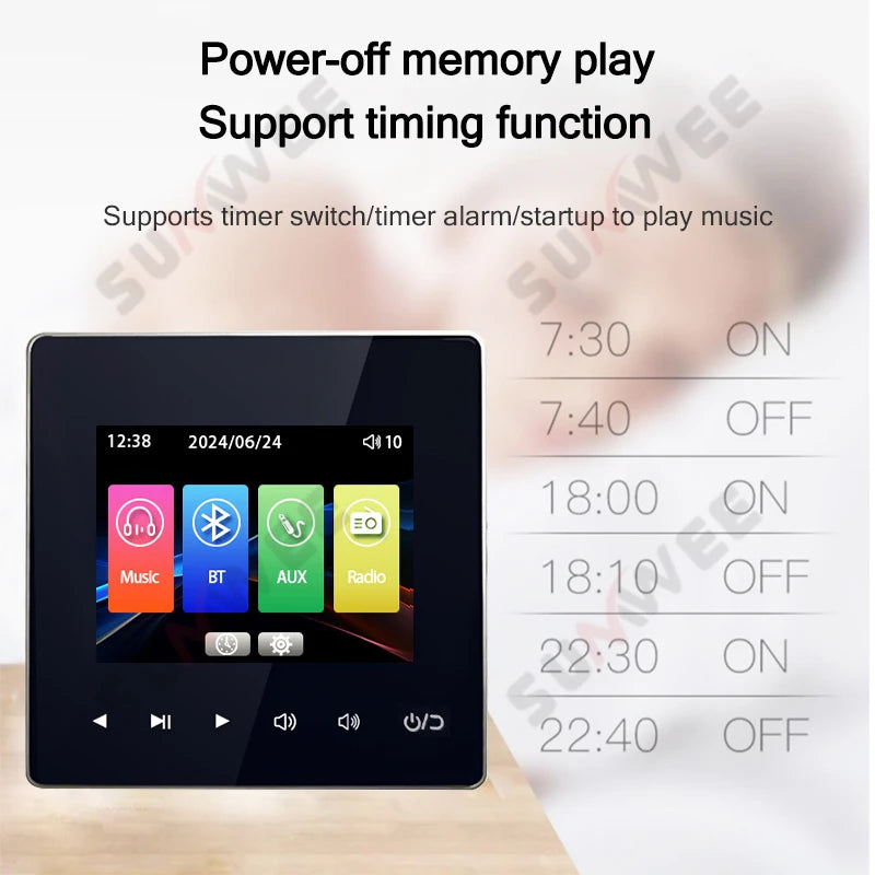 Home theater Background music system audio in wall power amplifier bluetooths player sound TF AUX control panel ceiling speakers