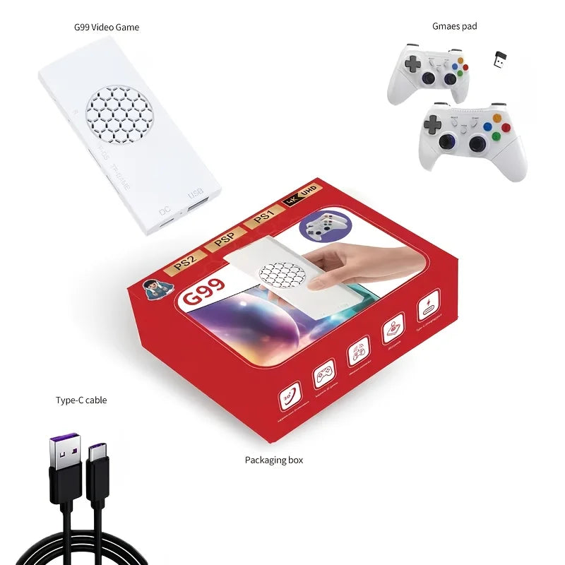 New G99 TV Game Console - Plug & Play 4K HD Output Dual Wireless Controllers Two Player Gaming Home Entertainment System
