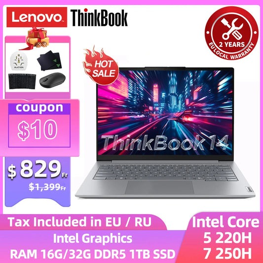 Lenovo ThinkBook 14 Laptop Intel Core 5 220H /7 250H 16G/32G DDR5 1TB SSD Intel Graphics 14-inch 120Hz 2.8K Screen Notebook PC