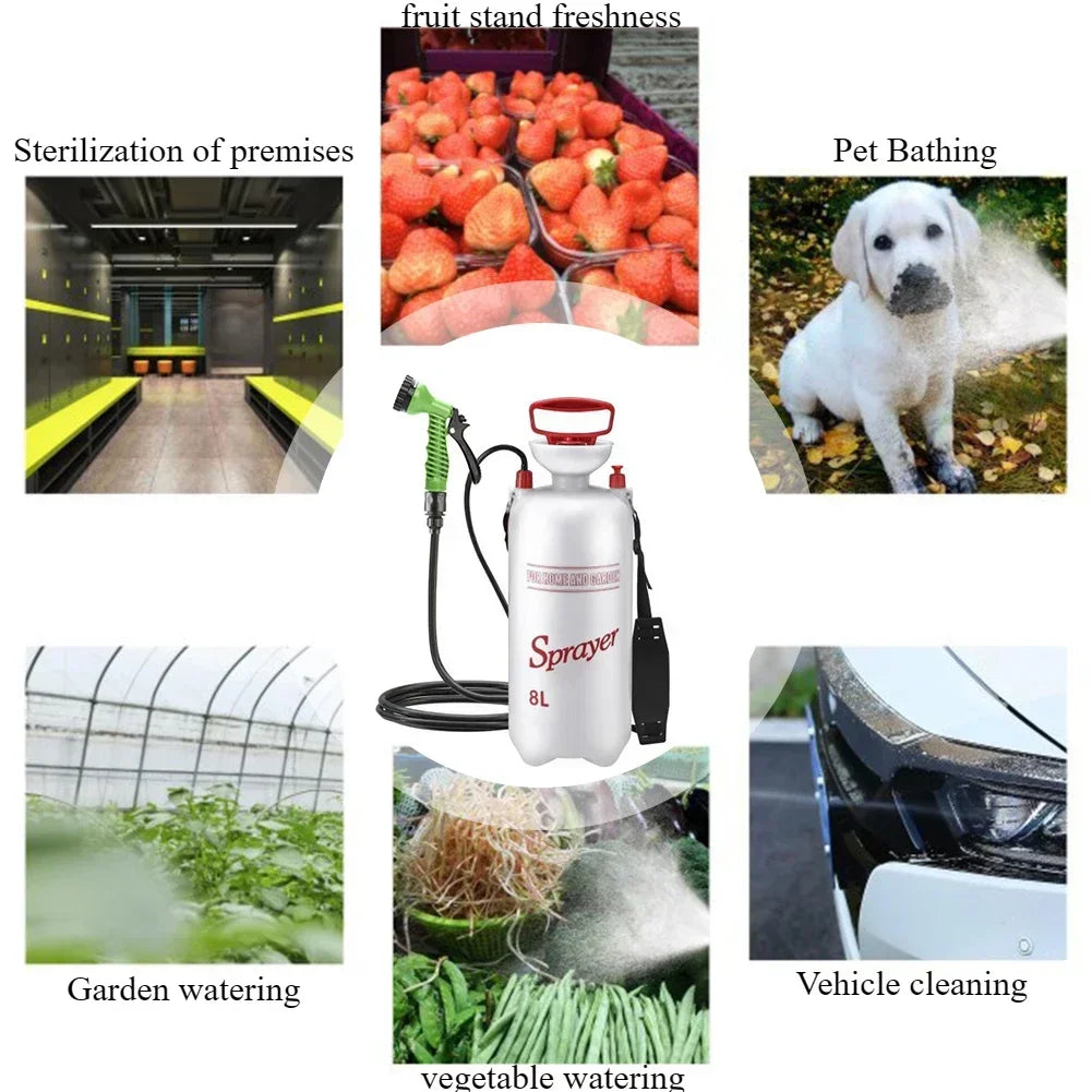 4/5/8L Portable Outdoor Shower,Multifunctional Travel Pet Bather with 3m Hose for Camping,Home Sprayer for Water Flower Wash Car