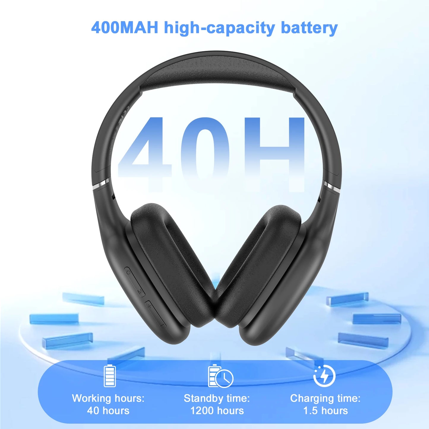 BT1638 Bluetooth 5.4 Headphones Over Ear 40mm Driver 40H Playtime Type-C Charging Wireless Headset Over Ear Wireless Headphones
