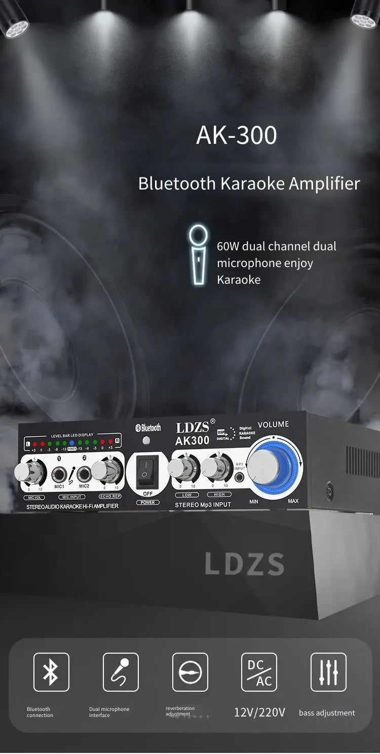 Home Power Amplifier High-power Bluetooth Hifi Digital Stereo Sound Amplifier Home KTV Audio Speaker Amplifier With USB
