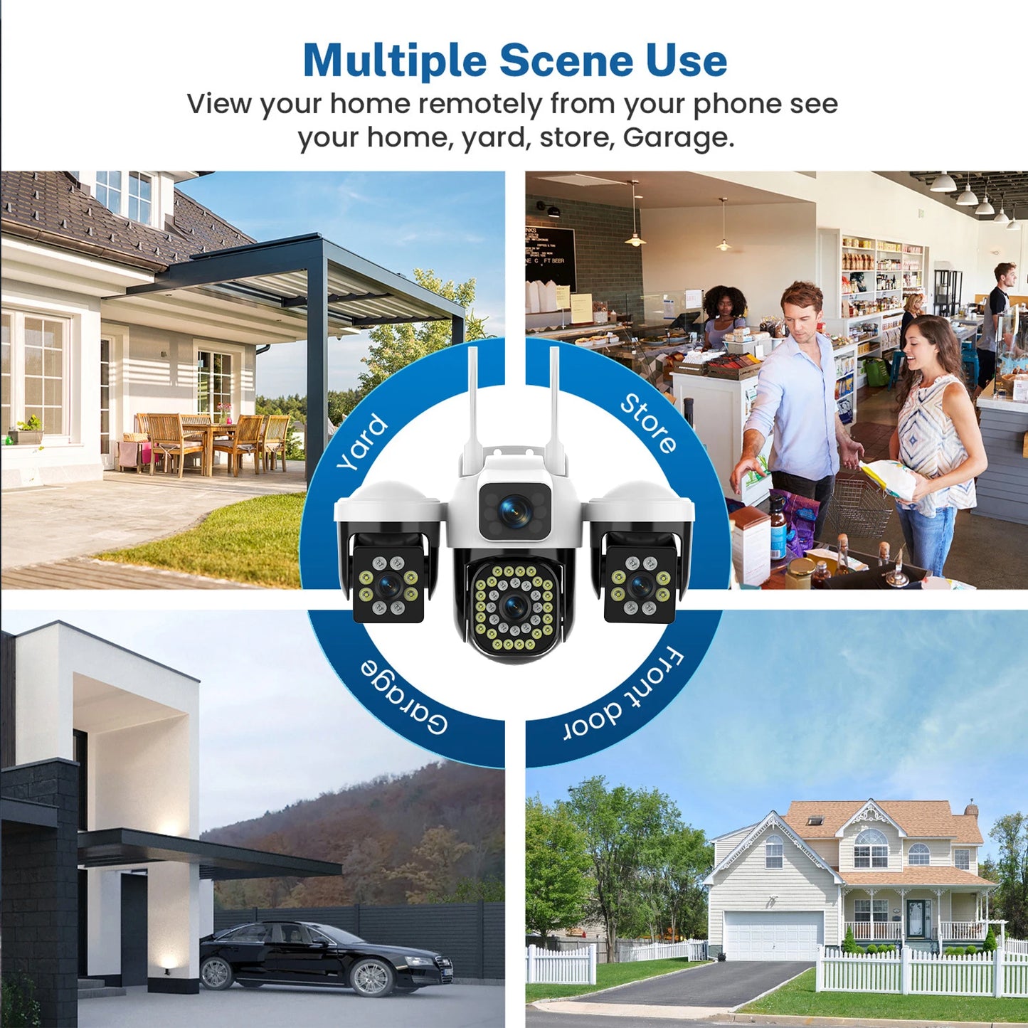 WiFi IP Camera Outdoor 15MP 8K Triple Lens Triple Screen Security Video Monitor Night Vision Waterproof 10X Zoom Onvif CCTV Cam
