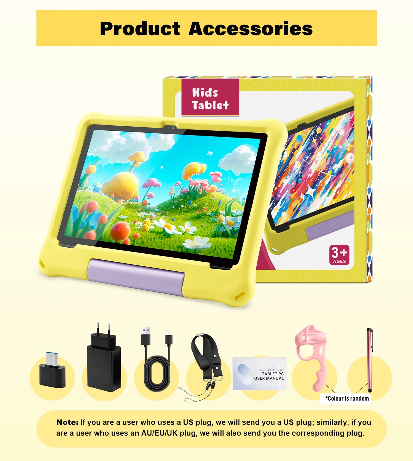 Paitanry 10.1 inch Kids Android 15 Tablet 8GB (4+4GB) RAM 64GB ROM 5000Mah Octa-core Wifi Children's Learning Educational Tablet