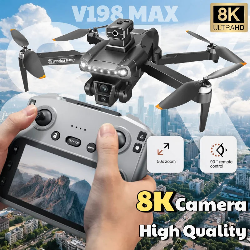 NEW for Genuine V198 MAX Drone GPS 8K Professional Camera Aerial FPV Brush Laser Obstacle with Large Screen Remote Control Dron
