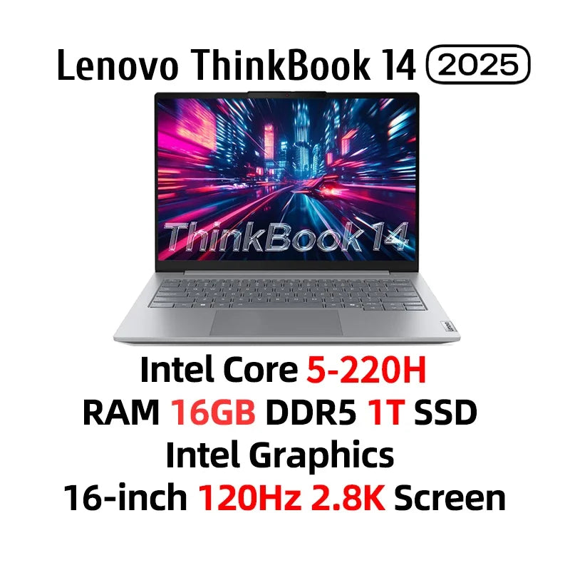 Lenovo ThinkBook 14 Laptop Intel Core 5 220H /7 250H 16G/32G DDR5 1TB SSD Intel Graphics 14-inch 120Hz 2.8K Screen Notebook PC