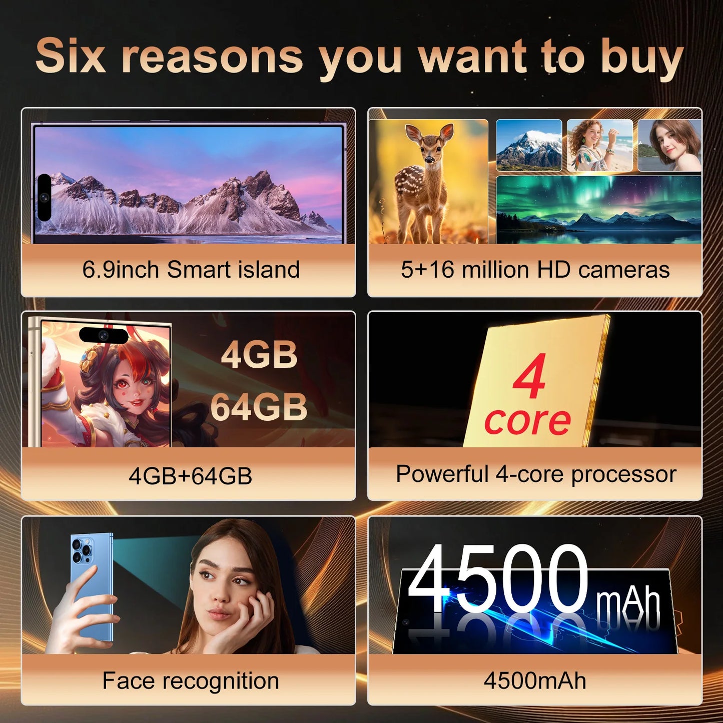 IVMI Global Vision 17Pro max 4G Network cellphone 6.9'' 4500mAh Android 64GB ROM Dual SIM Google Play Store Mobile Phones