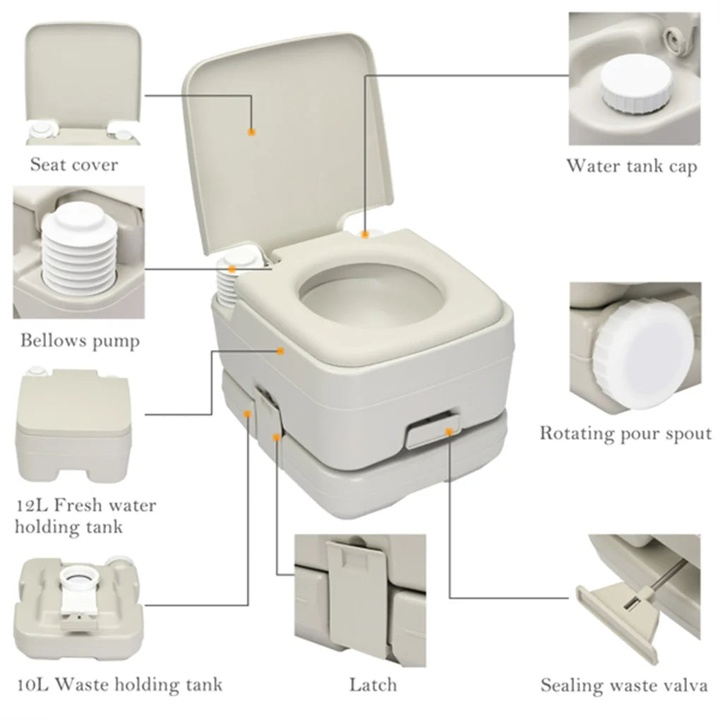 Outdoor Portable Camping Toilet Caravan Travel Boating Flush Elderly Pregnant Woman Water-saving Mobile Removable Flush Toilet