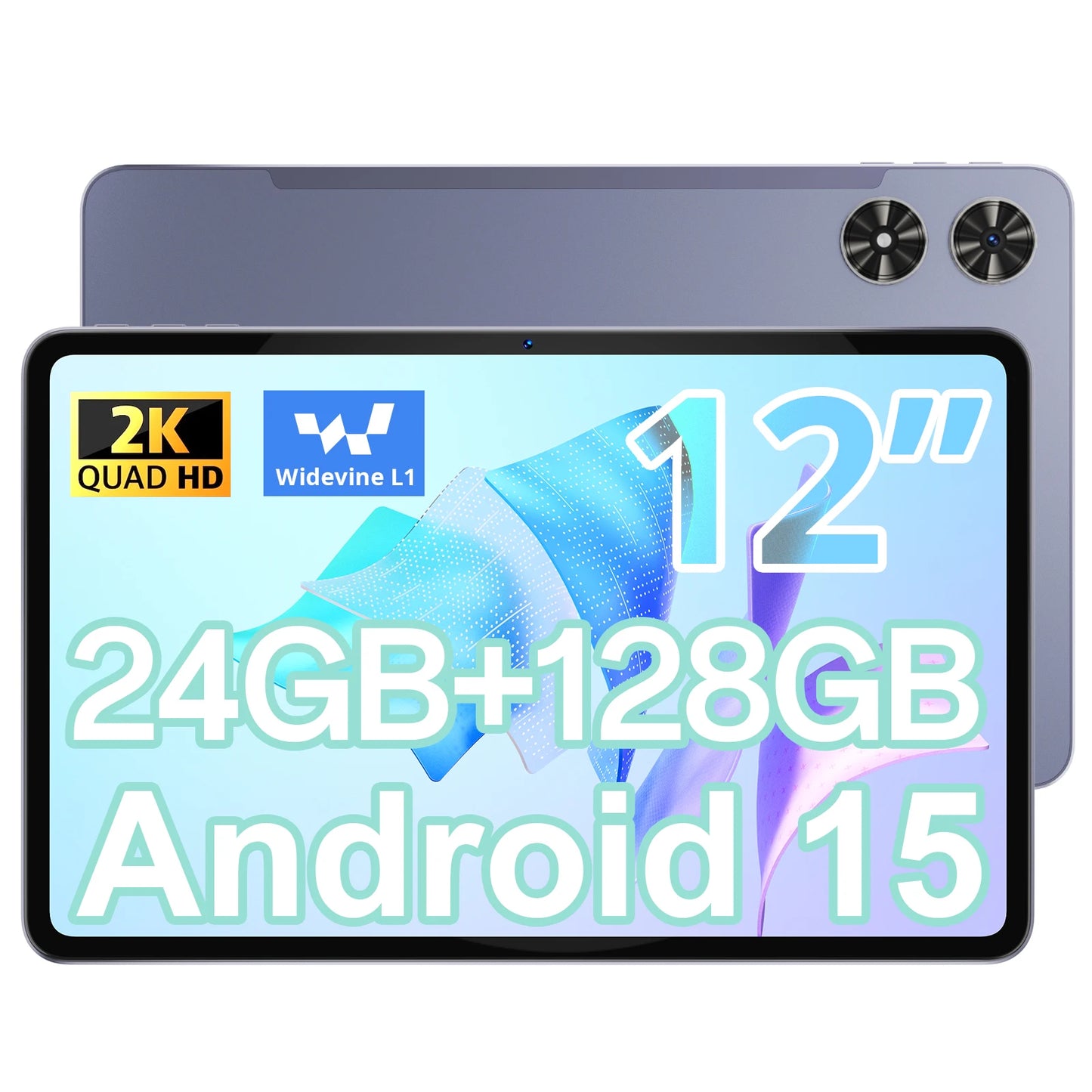 SVITOO Tablet Android 16 2026 12 Inch 2K Display Unisoc T615 30GB RAM 128GB ROM 8800mAh Battery WiFi 5 BT 5.0 GPS Widevine L1
