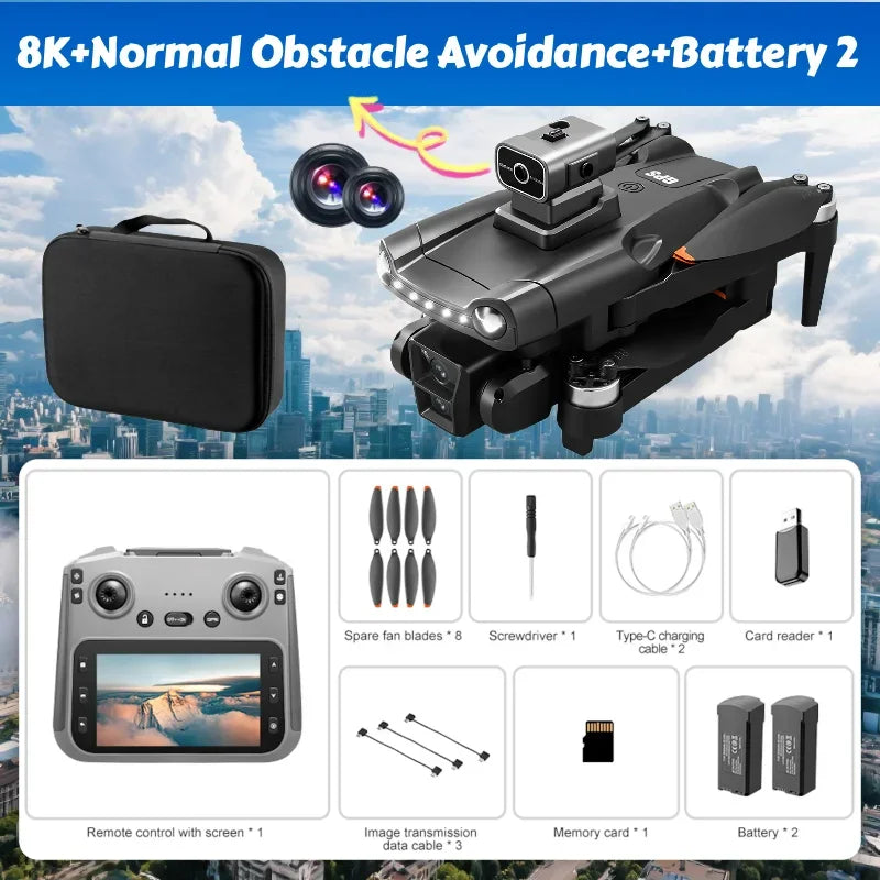 NEW for Genuine V198 MAX Drone GPS 8K Professional Camera Aerial FPV Brush Laser Obstacle with Large Screen Remote Control Dron