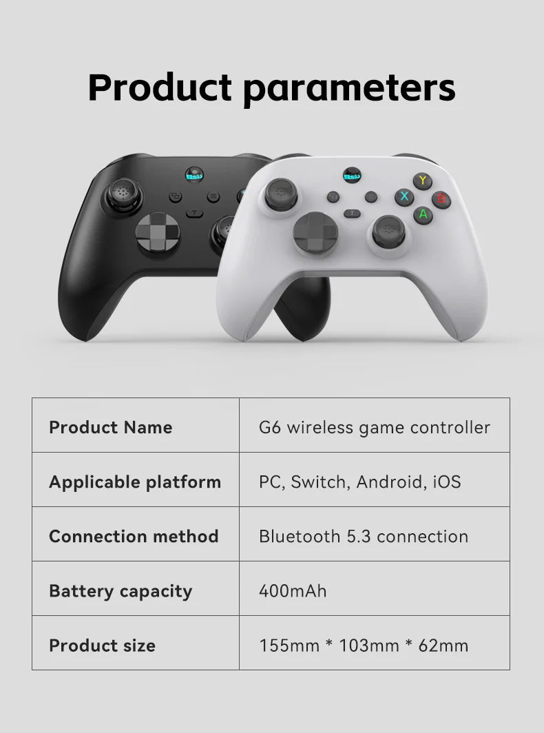 G6 wireless  mobile game controller with Hall trigger and Hall joystick supporting switch/pc/android/IOS