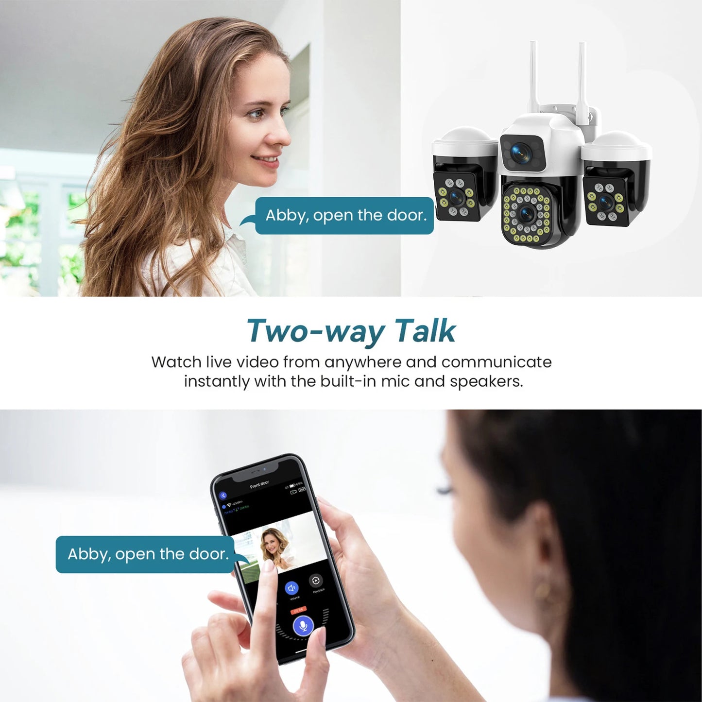 WiFi IP Camera Outdoor 15MP 8K Triple Lens Triple Screen Security Video Monitor Night Vision Waterproof 10X Zoom Onvif CCTV Cam