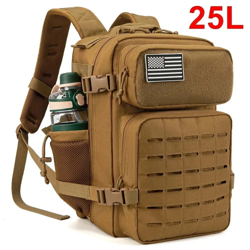 25L/45L Tactical Backpack Outdoor for Men and Women heavy duty Bag Small School Rucksack Hiking backpac kwith Bottle Holder
