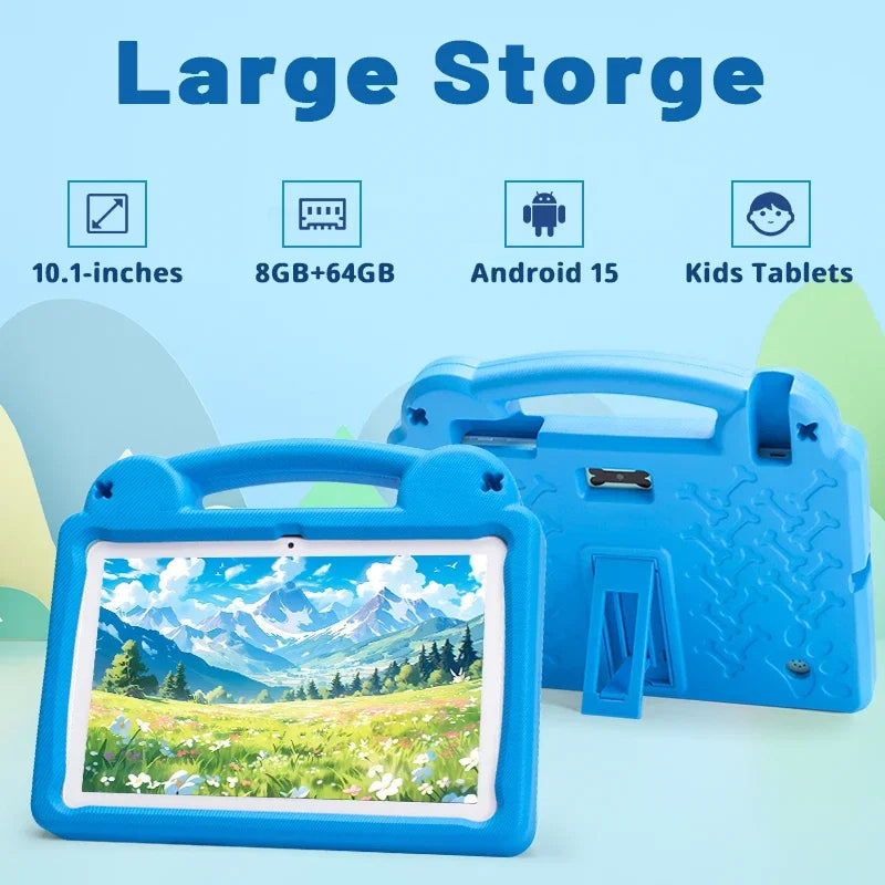 10.1" Android Tablet, Android 15 Kids Tablet, 8GB+64GB, Allwinner A523 Octa-core, 5000mAh Battery Gaming Tablet PC,Birthday Gift