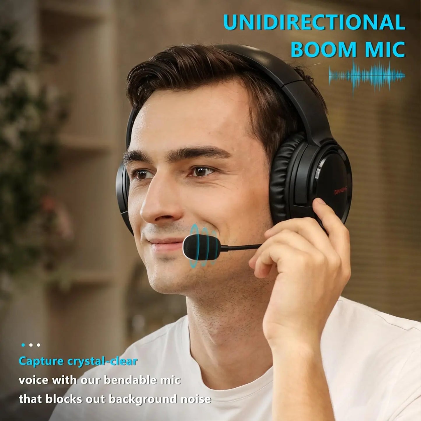 BINNUNE 2.4G Wireless Gaming Headset for PS5 PS4 PC NS Bluetooth USB Gamer Headphones with Noise Canceling Mic Work Earpones