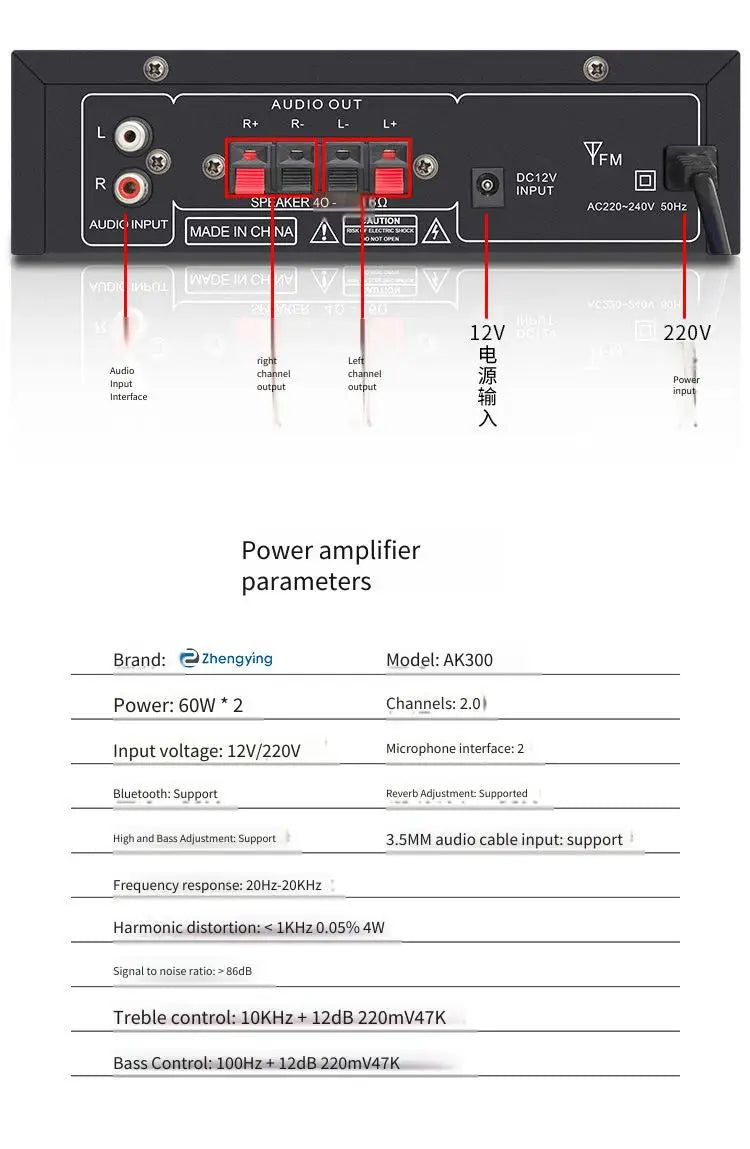 Home Power Amplifier High-power Bluetooth Hifi Digital Stereo Sound Amplifier Home KTV Audio Speaker Amplifier With USB