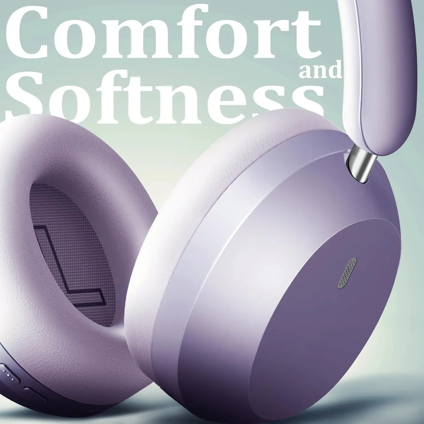 Active Noise Cancelling Wireless Over-Ear Headphones, 48H Playtime, Foldable Design with Soft Ear Cushions for Travel - Purple