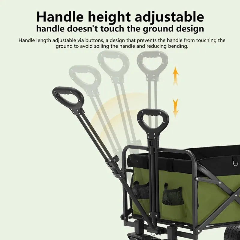 Wheeled Folding Cart Wagon Large Capacity Multifunction Cart Garden Park Outdoor Beach Camping Carts Portable Barbecue Trolley