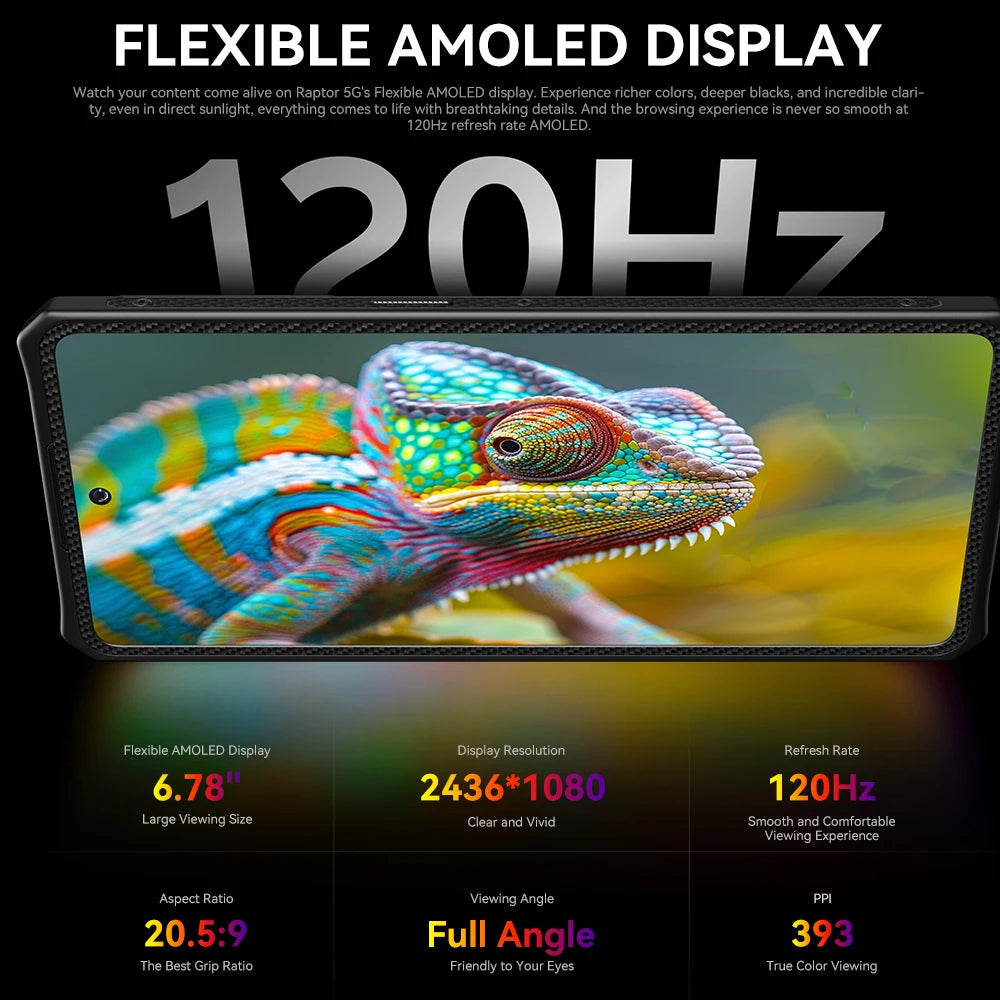 IIIF150 Raptor 5G Rugged Smartphone Android 14  Rugged Mobile Phone 6.78'' 120Hz AMOLED Display 16GB+512GB 50MP 10000mAh 65W