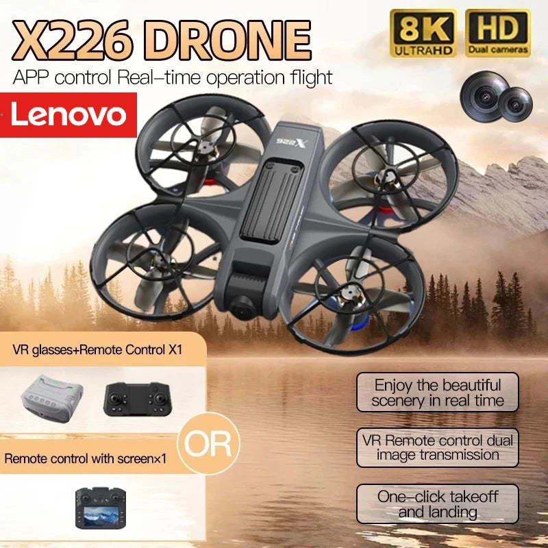 Lenovo X226/X226VR Drone 8K HD Dual Camera Brushless Motor Remote Control Helicopter Aircraft Quadcopter Dron Gift for Kid Toy