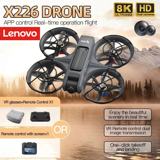 Lenovo X226/X226VR Drone 8K HD Dual Camera Brushless Motor Remote Control Helicopter Aircraft Quadcopter Dron Gift for Kid Toy