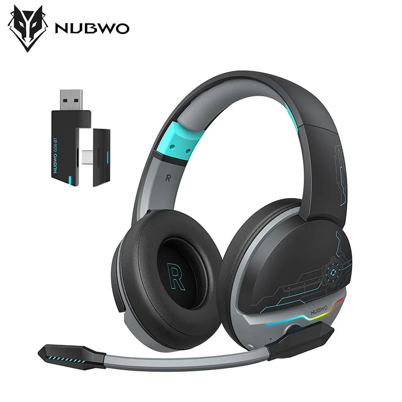 NUBWO Dual G08 Wireless Gaming Headset with Microphone for PS5, PS4, PC, Mobile, Switch, 2.4GHz Bluetooth Wireless Headphones