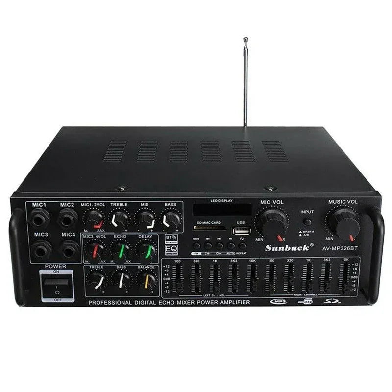 2000W bluetooth Audio Power Amplifier HiFi Amp Speaker 12V AV Amp Speaker Remote Control For Car Home Square Dancing 2.0 Channel