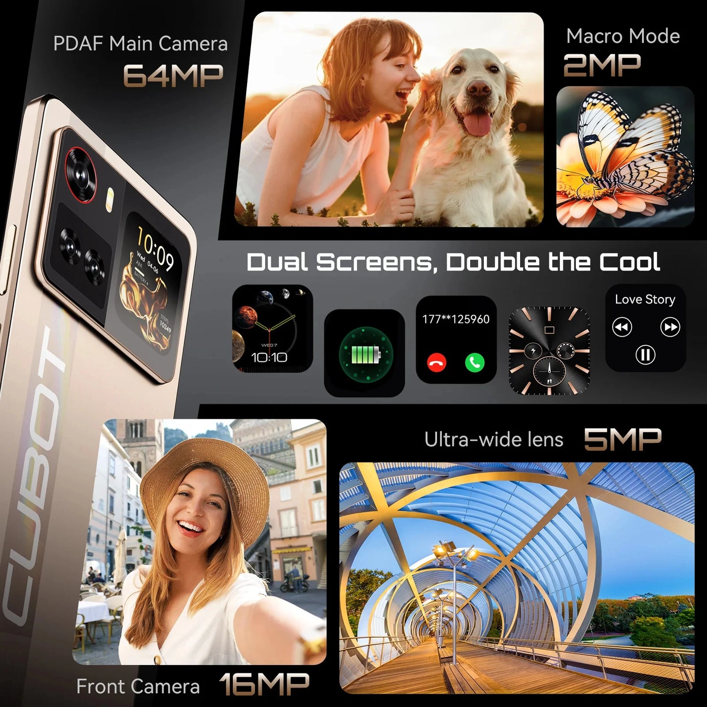 NEW Cubot X100 Android 15 Smartphone Dimensity 7025 5G 1.72" Rear Display 64MP Main Camera 5100mAh Battery 33W Fast Charging NFC