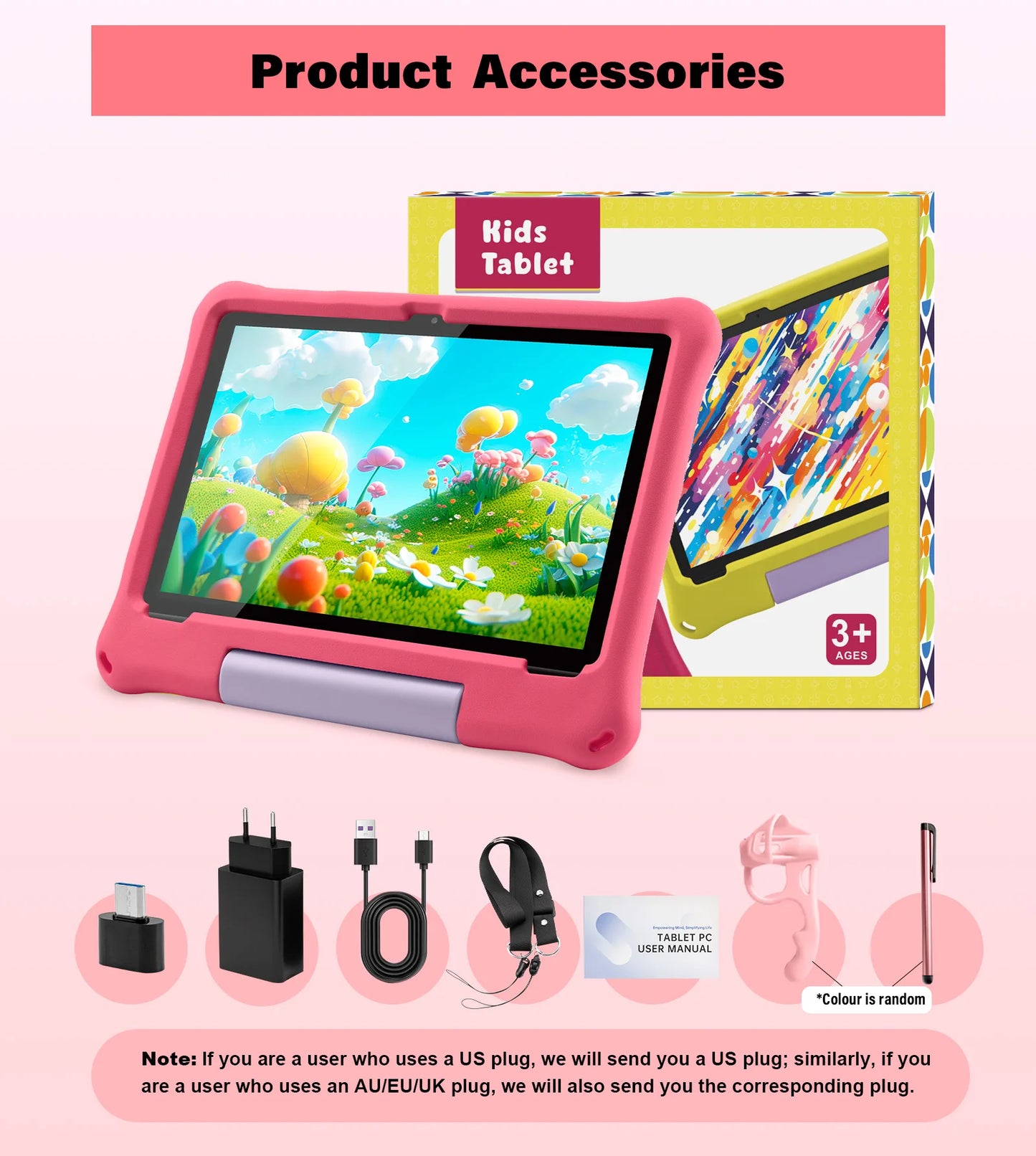 Paitanry 10.1 inch Kids Android 15 Tablet 8GB (4+4GB) RAM 64GB ROM 5000Mah Octa-core Wifi Children's Learning Educational Tablet
