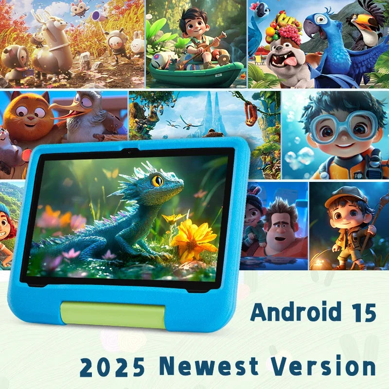10.1inch 2025 Android Kids Tablet with 8GB RAM + 64GB ROM, Dual Camera, 1280x800 IPS Display, 5000mAh Battery, Dual-Band WiFi 6
