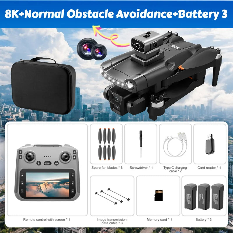 NEW for Genuine V198 MAX Drone GPS 8K Professional Camera Aerial FPV Brush Laser Obstacle with Large Screen Remote Control Dron