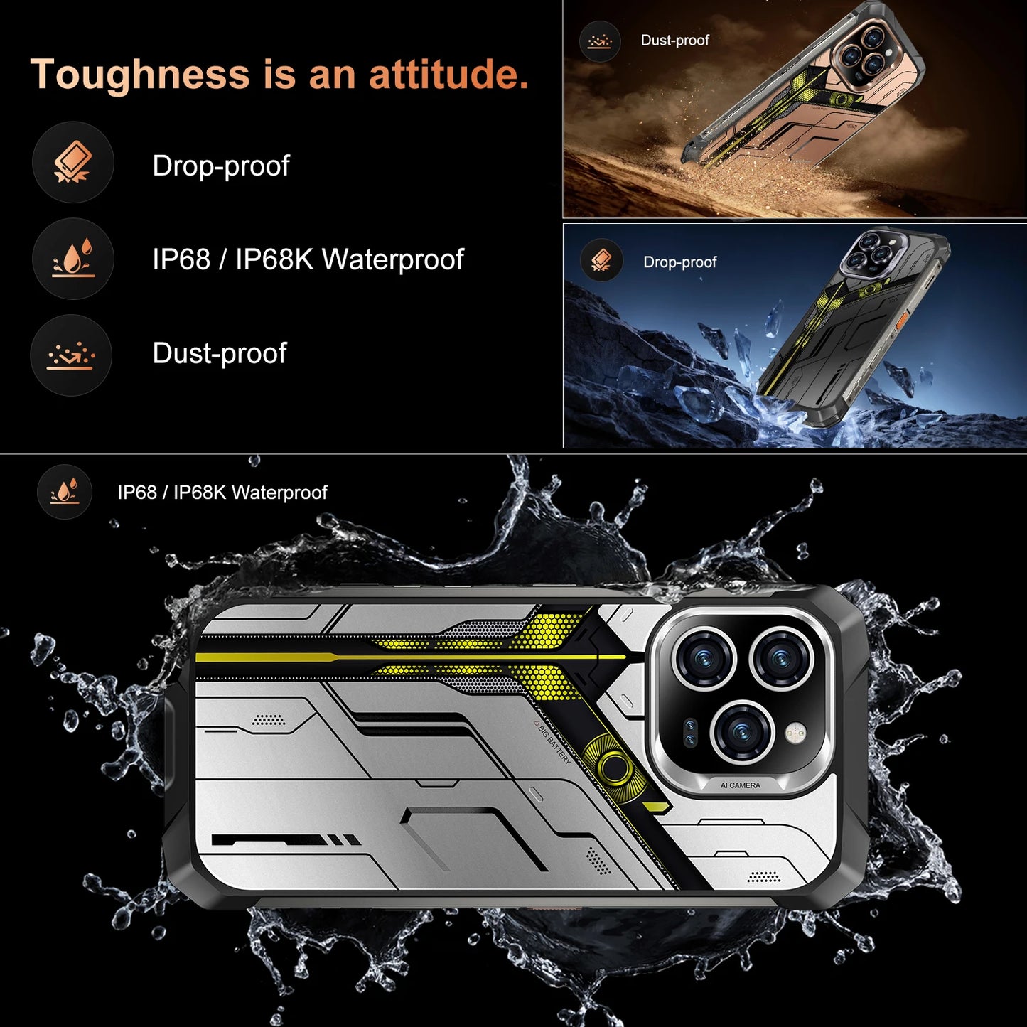 IVMI I17 PROMAX Waterproof Phone Durable Phone 10000mAh Maximum 24GB+256GB Night Vision Camera 7.2-inch NFC Smartp