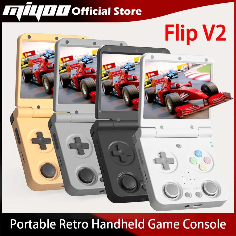 MIYOO Flip V2 Retro Handheld Game Console With Metal Hinge 3.5''IPS Screen Compact Portable Game Machine Dual analog sticks Gift