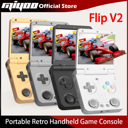 MIYOO Flip V2 Retro Handheld Game Console With Metal Hinge 3.5''IPS Screen Compact Portable Game Machine Dual analog sticks Gift