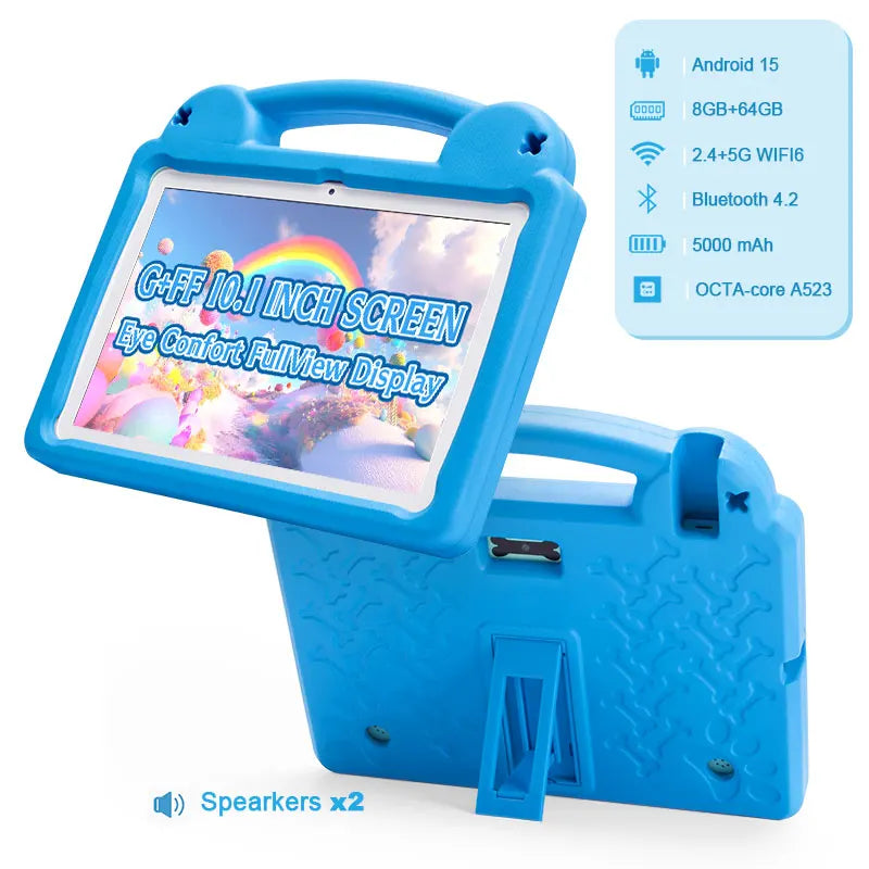 Paitanry 2025 Kids Tablet Android 15 10.1 Inch 8GB(4+4 Expand) RAM 64GB ROM A523 5000Mah HD Display Tablet Children's Gift
