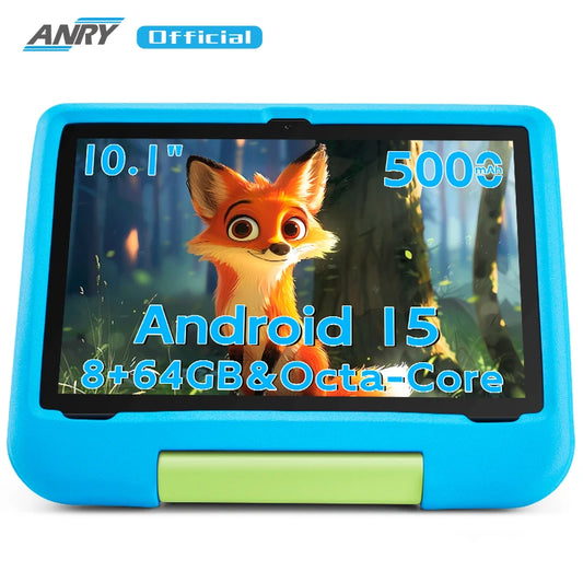 10.1inch 2025 Android Kids Tablet with 8GB RAM + 64GB ROM, Dual Camera, 1280x800 IPS Display, 5000mAh Battery, Dual-Band WiFi 6