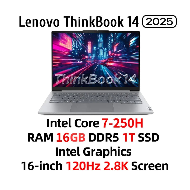 Lenovo ThinkBook 14 Laptop Intel Core 5 220H /7 250H 16G/32G DDR5 1TB SSD Intel Graphics 14-inch 120Hz 2.8K Screen Notebook PC