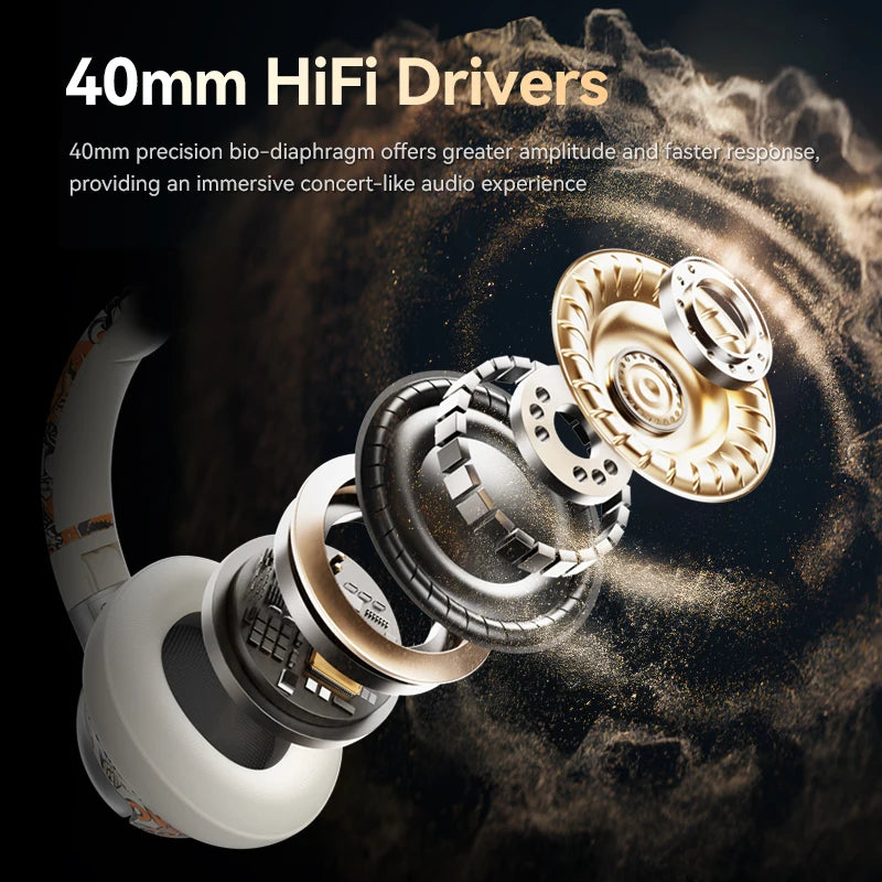 Cool Graffiti Bluetooth Headphones LED Light Foldable Rotatable Design 40mm Driver 15H Playtime Headset With Mic