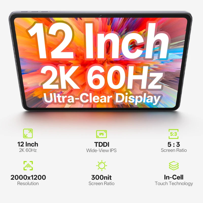 SVITOO Tablet Android 16 2026 12 Inch 2K Display Unisoc T615 30GB RAM 128GB ROM 8800mAh Battery WiFi 5 BT 5.0 GPS Widevine L1