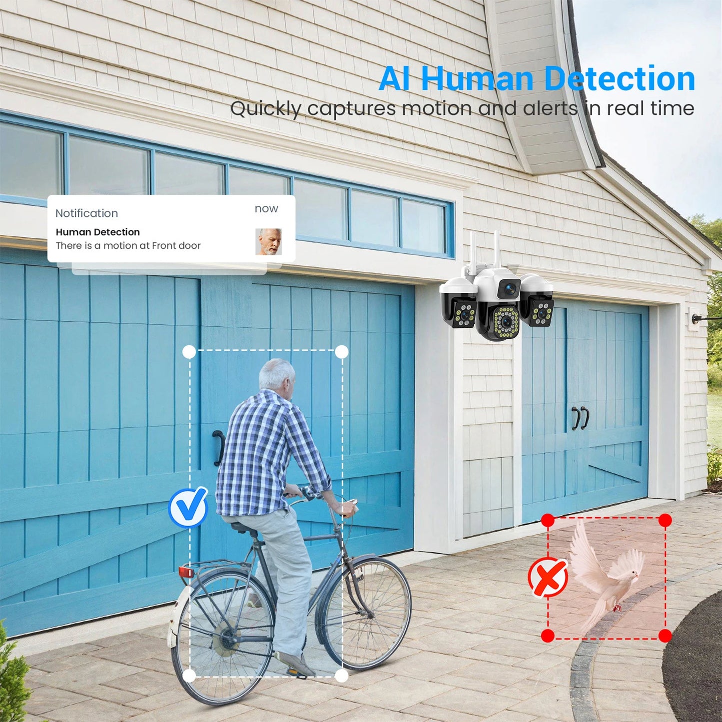 WiFi IP Camera Outdoor 15MP 8K Triple Lens Triple Screen Security Video Monitor Night Vision Waterproof 10X Zoom Onvif CCTV Cam