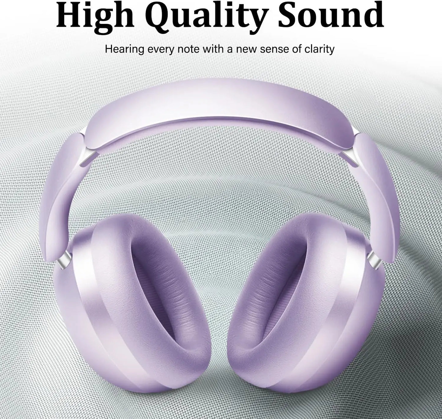 Active Noise Cancelling Wireless Over-Ear Headphones, 48H Playtime, Foldable Design with Soft Ear Cushions for Travel - Purple
